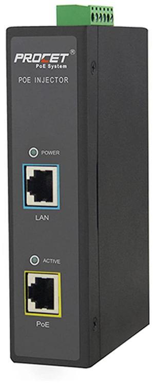 PROCET PoE++ 95W PoE Injector DIN Rail Industrial PoE Power Injector High Power PoE, 6KV Surge Protection, Wide Working Temperature -40 to 149, PT-PSE105GWH-E