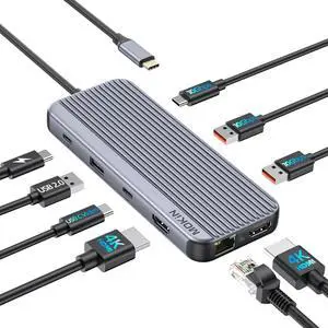 iMOKiN USB C Docking Station,9-in-1 Laptop Docking Station Dual Monitor,USB C Hub Multiport Adapter Triple Display with 2 HDMI,USBC Video,10Gbps USB 3.1,100W PD,Ethernets,Laptop Dock for HP/Dell/ASUS