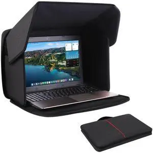 Yumt Laptop Sun Shade, Laptop Sun Glare Shield Privacy Screen Hood Computer Sunshade Bag for Working Outside Outdoor Foldable Computer Shield Cover Outside 15-16''(Patent Pending)
