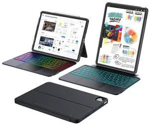 Keyboard Case for iPad Air 13 Inch M3/M2 2025-2024, Case with Keyboard for iPad Air 13 2024 A2898, A2899, A2900 Bluetooth Touchpad for iPad Pro 12.9 Inch 2022-2018 Backlit Keys, Lightweight, Black