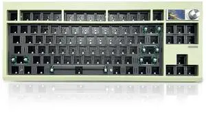 ZMX GMK87 Keyboard Barebones Kit,Gasket Mount Hot Swap PCB Triple Mode BT5.0/2.4G/Type-C Wireless Mechanical Keyboard with Knob VIA-Programmable Custom TFT-Screen RGB Gaming DIY Kit(Green)