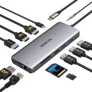 USB C Docking Station 3 Monitors,USB C Hub with 2 HDMI, DisplayPort, 100W PD, 4 *USB, Gigabit Ethernet, SD/TF Card Reader, Audio Port,Multiport Adapter for Laptops,HP, Dell, Lenovo, Surface USB C Docking Station 3 Monitors,USB C Hub with 2 HDMI, DisplayPort, 100W PD, 4 *USB, Gigabit Ethernet, SD/TF Card Reader, Audio Port,Multiport Adapter for Laptops,HP, Dell, Lenovo, Surface