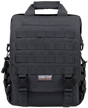 Seibertron Waterproof Molle Tactical 14"(inch) Laptop Sling BAG Backpack Black