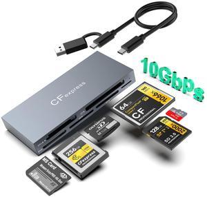 6-in-2 CFexpress/XD/CF/SD/TF/MS Card Reader USB C, USB 3.2(10Gbps) CFexpress Type B Card Reader Adapter SD Memory Card Reader for Professional Photographers,Compatible with Windows/Mac/Linux/Android