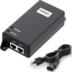 PROCET 10 Gigabit PoE Injector 60W PoE++ Power Injector IEEE802.3at/af Compliant for Wireless AP, WiFi 6, PTZ Camera, PoS, Kiosks, PT-PSE104GB-60-10