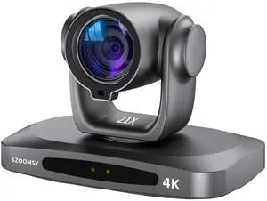 SZOOMSY PTZ Camera 4K 21X Optical Zoom, HDMI, 3G-SDI, USB, POE IP Streaming, AI Auto Tracking PTZ Conference Room Camera for Church Services, Worship, Education, YouTube Facebook