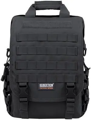 Seibertron Waterproof Molle Tactical 15.6"(inch) Laptop Sling Bag Backpack Black