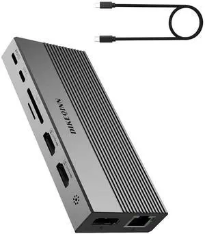 DIKEQINN 13-in-1 USB C Docking Station: Triple 4K Display, 100W Power Delivery, 5Gbps Data Ports, SD/MicroSD Slot - for Dell XPS, HP Laptops & ThinkPad