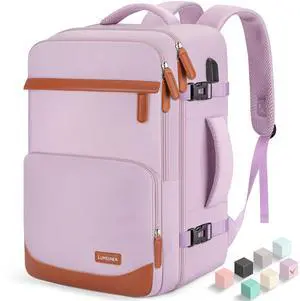 Velaybor 40L Travel Backpack with USB Charging Port, Water-Resistant Carry On Backpack for Men Women, Business Laptop Backpack for Men & Women, Trips & Commutes, Fits 15.6/17.3 Inch Laptop (Purple)