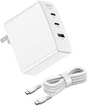 HKY 140W USB C Charger Block 3-Port 28V 5A PD3.1 Foldable Fast GaN Charger with 6Ft USB-C Cable for Samsung Galaxy Book4 Ultra,Galaxy Book4 Pro,Galaxy Book4 Pro 360,Galaxy Book4 360