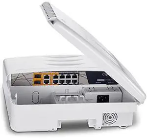 Cqenpr 12 Port Full Gigabit Outdoor Poe Switch, IEEE802.3af/at/bt, All-in-One Box, 60W PoE++, 120W High Power Output, Play & Plug, Fan Unmanaged, AI Watchdog. (12 Port All-in-one)