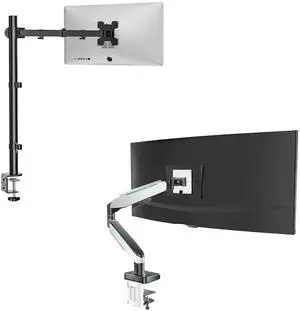 WALI Single Monitor Gas Spring Desk Mount, Heavy Duty Monitor Arm for Ultrawide Screen up to 32-49 inch, 22-44 lbs. Fully Adjustable, Mounting Holes 75 and 100 (M001XL+GAM001XL)