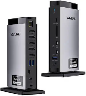 WAVLINK USB C DisplayLink Docking Station 15 in 1 with 3 HDMI,Laptop Docking Station Triple Monitor 4K60Hz,for M1 M2 M3 Mac and Windows,5 USB Ports, 2DP,Ethernet Port, Audio/Mic, SD/TF