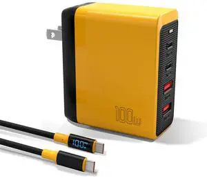 100W USB-C MacBook Pro Charger - 4-Port GaN Laptop Charger Compatible With MacBook M3/Air, ThinkPad, Dell XPS, iPad Pro, iPhone 15, Galaxy S24