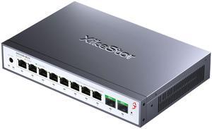 XikeStor 10-Port 2.5G Web Managed Ethernet Switch, Support LACP/VLAN/QoS/STP/IGMP, 2.5 Gigabit Network Switch, Metal Housing Fanless 2.5Gb Switch, Desktop/Wall-Mount