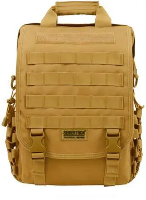 Seibertron Waterproof Molle Tactical 14"(inch) Laptop Sling BAG Backpack khaki