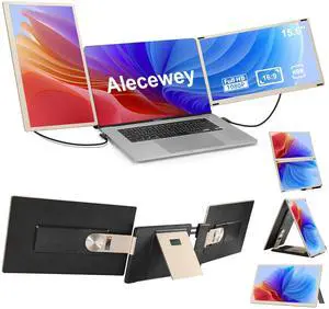 Alecewey Laptop Screen Extender, 15.6 inch Triple Screen Monitor Extender FHD 1080P HDMI Detached Extended Portable Dual Monitor for 12-17'' Laptop with Window,Mac,Android