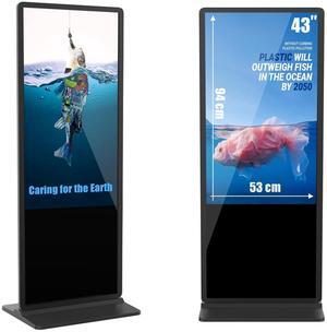 43 Inch Digital Signage Kiosk Non-touchscreen,8GB+128GB Android 11,Floor Standing Lcd Digital Signage, Commercial Interactive Advertising Display Screen,Digital Signage with Auto Media Player Black