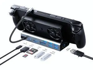 Docking Staion for Steam Deck/ROG Ally/Legion Go,10 in 1 Double Fan Steam Deck Dock.1000Mbps Ethernet,3.0 PD100W Charging,HDMI 2.0 4K@60Hz.6 USB Port. SD/TF Double Card Slot Steam Deck Dock.