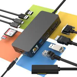 Microsoft Surface Docking Station, 4K@60HZ HDMI+VGA 11 in 1 MS Surface Dock Surface Pro Dock Station with Power Supply for Microsoft Surface Pro 11/10/9/8/X/7/6/5/4/3,Surface Laptop6-1,Surface Book/Go
