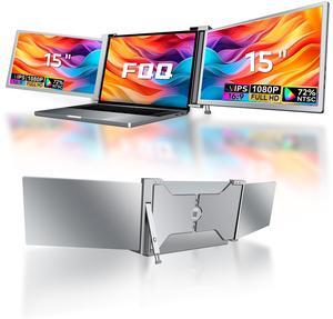 FQQ Laptop Screen Extender, 15-inch Triple Portable Monitor for Laptop with Ultra-Slim FHD IPS Display, USB-C Plug and Play Extended Screen Compatible with MacOS, Windows for 15-17.3" Laptops