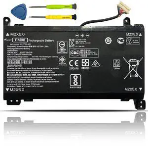 BOWEIRUI FM08 922976-855 922752-421 Laptop Battery Replacement for Hp Omen 17-AN014NG TPN-Q195 Series Notebook HSTNN-LB8A 12-Pin Connector (14.6V 83.22Wh 5700mAh)