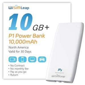Mobile Hotspot Device with Power Charger for Global Travel 4G Router with 10000mAh Charging Battery No Roaming fee Built-in SIM Card Travel Portable WiFi Hotspot Power Bank 10GB for North