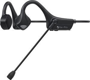 YouthWhisper Bone Conduction Bluetooth Headphones with mic, Open-Ear Headset with Boom Mic Noise Cancelling, Lightweight Comfort Wireless Computer Headset for Office Working, Hands-Free Calls& Music