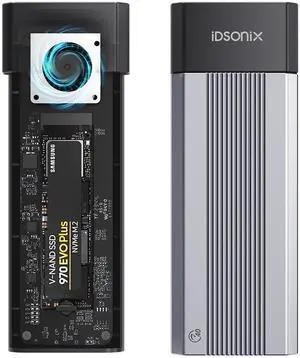 iDsonix 40Gbps M.2 NVMe SSD Enclosure for Thunderbolt 3/4 with Fan, Tool-Free Installation, Aluminium USB4 NVMe SSD Enclosure for MacBook Air/Por M1/M2, Mac Studio/Mini, Lenovo, HP, Acer