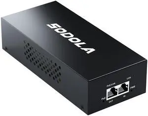 SODOLA 2.5G PoE++ Injector 90W,IEEE802.3at/af/bt Compliant,Power Over Ethernet Distances Up to 328ft, Metal Casing,Wall-Mount Supported 2.5Gb Injector Adapter