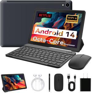 Tablet,10.1" Android Tablet with Octa-core Processor 14GB RAM 128GB ROM HD IPS Touchscreen 8H Battery, Wi-Fi 6, BT 5.0, Dual Camera, Google Tablets with Keyboard Mouse Stylus Case Headphone