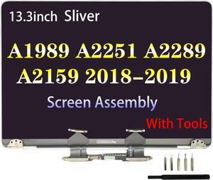 Areiliya Screen Replacement for MacBook Pro 13.3" A1989 A2159 Late 2018 Mid 2019 A2251 A2289 EMC 3214 EMC 3358 EMC 3301 Retina Full LCD Display Assembly 2560x1600 (Gray)