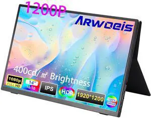 ARWOEIS 14 inch Portable Monitor FHD 1920X1200P, USB-C HDMI, External Portable Laptop for Monitor, PC,Mac Phone,Xbox,Swich,PS,w/Premium Smart Cover