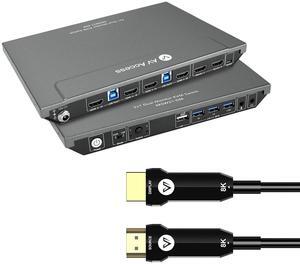 AV Access KVM Switch Dual Monitor 4K@60Hz and Fiber Optic 8K HDMI Cable 10m/33ft