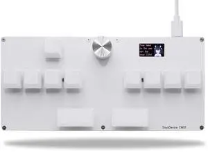 BTXETUEL SayoDevice CM51 Rapid Trigger Keyboard for OSU!, djmax... Rhythm Game with GATERON Hall Magnetic Linear Switches with Knob Custom Programmable Keypad (White-GATERON White Switches, CM51)
