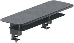 Branch Monitor Stand - Elegant, Durable Powder-Coated Steel Stand with Soft Felt Liner - Small Monitor Riser Second Tier Storage - Installs with a Universal Clamp for Ergonomic Workspace - Charcoal