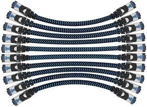 CABNEER Cat8 Ethernet Cable 15 ft 10 Pack, High Speed 40Gbps 2000MHz, Braided, Blue, Compatible with Router, Modem, Laptop, PC, Gaming
