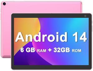Tablet Android 14, Tablets 10 inch, 6GB RAM 32GB ROM Computer Tablet Support 1TB Expand, 1280x800 IPS Screen, 2MP+8MP Dual Camera, WiFi, Bluetooth, 6000mAh, Google GMS Certified Tableta