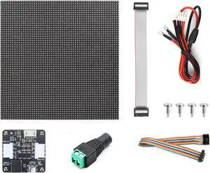 RGB Full-Color LED Matrix Panel, 64x64 Pixels, 3mm Pitch, Adjustable Brightness, HUB75 Interface for Raspberry Pi & Arduino, DIY Display, Animation & Text Display with Power Adapter