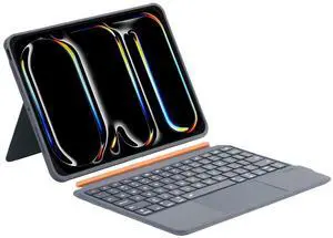 Dolpking for iPad Pro 11 inch (M4,2024) Case with Keyboard, Bluetooth Detachable Keyboard with Trackpad, 7-Color Backlight & Ultra-Light Removable Cover, Gray