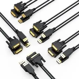 DteeDck DisplayPort to DVI Cable 6ft 10-Pack, DP Display Port to DVI D Adapter Male to Male Cord for Desktop Laptop Projector HDTV Monitor