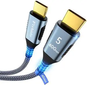 Firbido 10FT for Thunderbolt 5 Cable, High Speed 40Gbps, PD 240W, 8K@60Hz, 4K@144Hz, USB4 V2 Cable, USB C Video Display Cable for Thunderbolt 4, Thunderbolt 3, iPhone 16/15, Razer Blade, ACASIS SSD