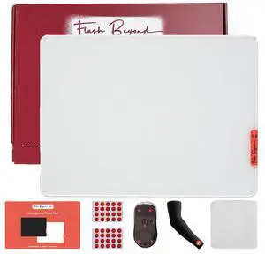 Flash Beyond Glass Gaming Mouse Pad - Premium Glass Surface with Anti-Slip Rubber Base for FPS & High-Speed Gaming - Smooth Tracking, Durable Design, Ideal for Precision Control (White, 40x30cm)