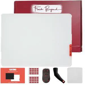 flash Beyond Glass Gaming Mouse Pad - Premium Glass Pad with Anti-Slip Rubber Base - Smooth, Precise Tracking, Durable Surface for High-Speed Gaming, Ideal for FPS Players (White-50 * 40CM)