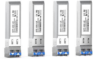 4Pack SFP+ LC 10GBase-LR Transceiver - 10G Single Mode Module, Compatible with Cisco SFP-10G-LR, Ubiquiti UF-SM-10G, Meraki, Mikrotik, Netgear, Aruba, TP-Link and More - 1310nm, SMF, 20km, DDM