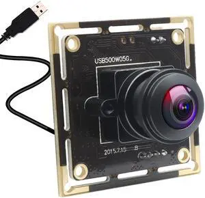 GEMSTONEGO 5MP USB Camera Module 180deg Fisheye Wide Angle Lens MI5100 Industrial Surveillance Webcam USB2.0 Lightburn Camera for Windows Mac Linux Raspberry Pi