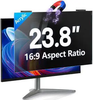 GUDTEKE Magnetic Computer Privacy Screen 23.8 inch, Hanging Privacy Screen for Computer Monitor for 16:9 Frameless Monitor, Acrylic Eye Protection Anti Glare Blue Light Computer Screen Privacy Filter