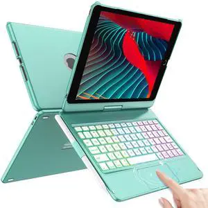 HOTLIFE Keyboard Case for iPad 10.2 - Keyboard for iPad 9th Generation & 8th & 7th Gen - Touch Keyboard - 360deg Rotatable Protective Cover with Pencil Holder - Backlight Wireless Keyboard for iPad 9
