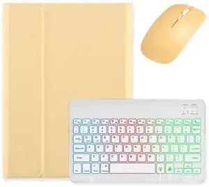 kaidisen Backlit Keyboard Case for iPad (A16) 11th Gen 2025/ iPad 10th Generation 2022 10.9 inch Case with Mouse and Detachable Backlight Keyboard,Yellow+White