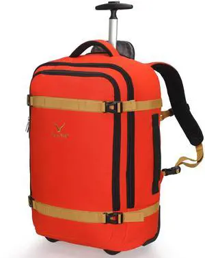 Hynes Eagle Rolling Backpack 42L Backpack with Wheels Airline Approved Carry on Luggage Laptop Travel Suitcase Bag for Women Men Orange
